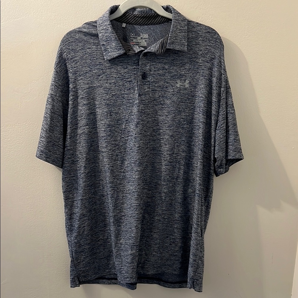Under Armour Men's Heat Gear Navy Blue Heather Polo Shirt